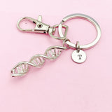 Silver DNA Charm Keychain, Double Helix Charm, Science Gift, Teacher Gifts, N1238