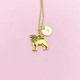 Gold Pug Dog Charm Necklace, N483