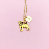 Gold Pug Dog Charm Necklace, N483