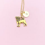 Gold Pug Dog Charm Necklace, N483