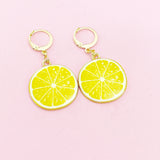 Gold Lemon Slice Earrings, Yellow Lemon Earrings, N2947