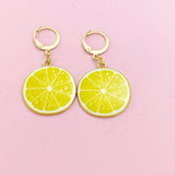 Gold Lemon Slice Earrings, Yellow Lemon Earrings, N2947