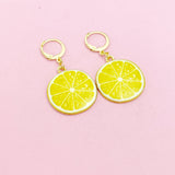 Gold Lemon Slice Earrings, Yellow Lemon Earrings, N2947