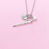 Personalized Oboe Necklace, Silver Music Gift, Initial Charm