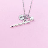 Personalized Oboe Necklace, Silver Music Gift, Initial Charm