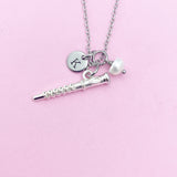 Personalized Oboe Necklace, Silver Music Gift, Initial Charm