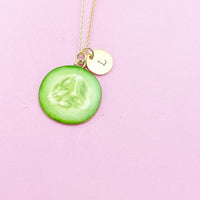 Gold Green Cucumber Sparrow Necklace, AN2946