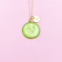 Gold Green Cucumber Sparrow Necklace, AN2946