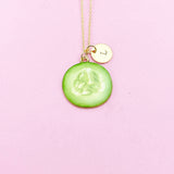 Gold Green Cucumber Sparrow Necklace, AN2946