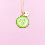 Gold Green Cucumber Sparrow Necklace, AN2946