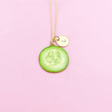 Gold Green Cucumber Sparrow Necklace, AN2946