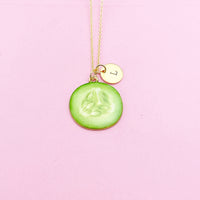 Gold Green Cucumber Sparrow Necklace, AN2946