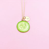 Gold Green Cucumber Sparrow Necklace, AN2946