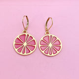 Gold Grapefruit Earrings, Beautiful Grapefruit Slice Earrings, Grapefruit Slice Charm Earrings, Fruit Jewelry, Foodie Jewelry Gift, N3237