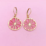 Gold Grapefruit Earrings, Beautiful Grapefruit Slice Earrings, Grapefruit Slice Charm Earrings, Fruit Jewelry, Foodie Jewelry Gift, N3237