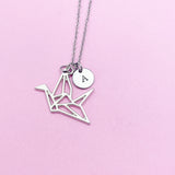 Crane Necklace, Paper Crane Charm, Bird Necklace, Bird Charm, Japanese Crane, Personalized Gift, Best Friend Gift, Coworker Gift, N1119