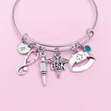 Bachelor of Science Nursing Charm Bracelet, BSN Caduceus Charm, N2861