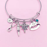 Bachelor of Science Nursing Charm Bracelet, BSN Caduceus Charm, N2861