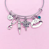 Bachelor of Science Nursing Charm Bracelet, BSN Caduceus Charm, N2861