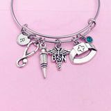 Bachelor of Science Nursing Charm Bracelet, BSN Caduceus Charm, N2861