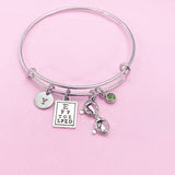 Eye Chart Charm Bracelet, Personalized Initial, Optometry Gift