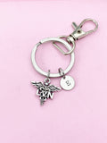 Silver Licensed Vocational Nurse Caduceus LVN Charm Keychain Gifts, N263A