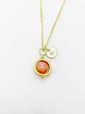 Gold Sardonyx Necklace, Natural Gemstone Jewelry, Spinner Necklace, Silver Option, N5605