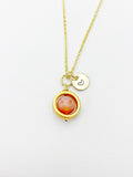 Gold Sardonyx Necklace, Natural Gemstone Jewelry, Spinner Necklace, Silver Option, N5605