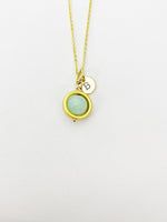 Gold Jade Necklace, Natural Jade Gemstone Jewelry, Spinner Necklace, N5606