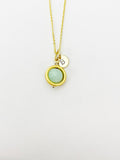 Gold Jade Necklace, Natural Jade Gemstone Jewelry, Spinner Necklace, N5606