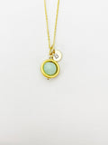 Gold Jade Necklace, Natural Jade Gemstone Jewelry, Spinner Necklace, N5606