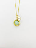 Gold Jade Necklace, Natural Jade Gemstone Jewelry, Spinner Necklace, N5606