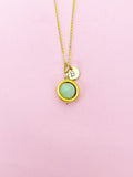 Gold Jade Necklace, Natural Jade Gemstone Jewelry, Spinner Necklace, N5606