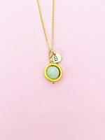Gold Jade Necklace, Natural Jade Gemstone Jewelry, Spinner Necklace, N5606