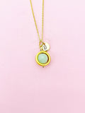 Gold Jade Necklace, Natural Jade Gemstone Jewelry, Spinner Necklace, N5606