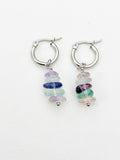 Silver Fluorite Earrings, Natural Gemstone Jewelry, AN3975