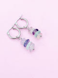 Silver Fluorite Earrings, Natural Gemstone Jewelry, AN3975