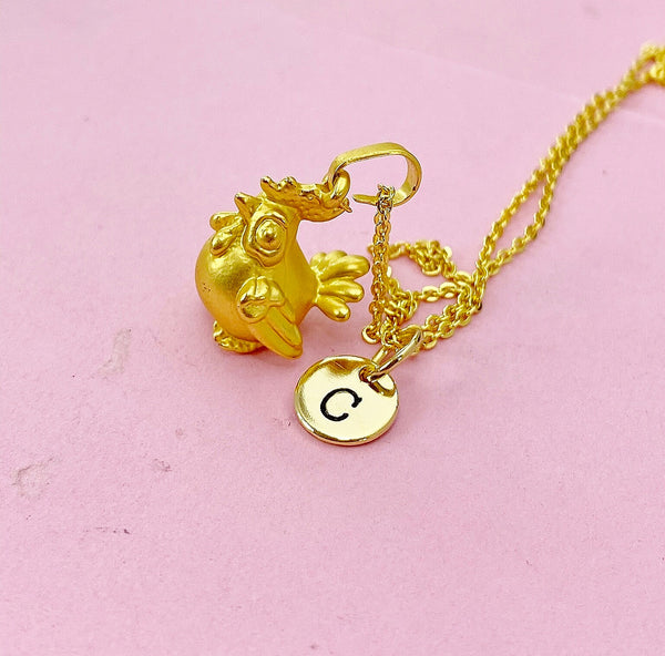 Gold Cute Chicken Hen Rooster Charm Necklace, N5288