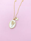 Lily of the Valley May Birth Flower Gold Necklace Birthday Gifts, Personalized Gifts, N4883E
