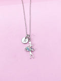 Silver Ballet Necklace, Initial Charm, Dance Gift, N3767