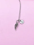 Silver Guardian Angel Wing Charm Necklace, N1547