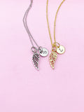 Guardian Angel Wing Charm Necklace in Gold or Silver, AN1547