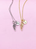 Guardian Angel Wing Charm Necklace in Gold or Silver, AN1547