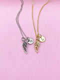 Guardian Angel Wing Charm Necklace in Gold or Silver, AN1547