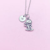 Ski Necklace, 316 Stainless Steel Ski Pendant Necklace, Skier Player Charm, Ski Charm, Sport Charm, Sport Gift, Personalized Gift, N1051