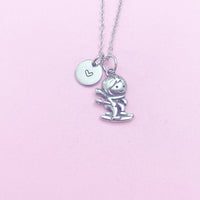 Ski Necklace, 316 Stainless Steel Ski Pendant Necklace, Skier Player Charm, Ski Charm, Sport Charm, Sport Gift, Personalized Gift, N1051