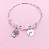 Silver Firefighter Helmet Badge Number Charm Bracelet, Fireman Gifts Ideas Personalized Customized Made to Order, AN1242