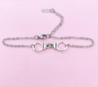 Silver Handcuff Charm Bracelet, Handcuff Freedom Jewelry, N1483