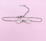 Silver Handcuff Charm Bracelet, Handcuff Freedom Jewelry, N1483