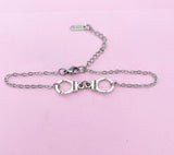 Silver Handcuff Charm Bracelet, Handcuff Freedom Jewelry, N1483